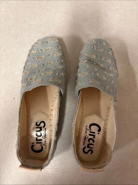 Circus by Sam Edelman Light Blue Distressed Studded Slip-On Flats